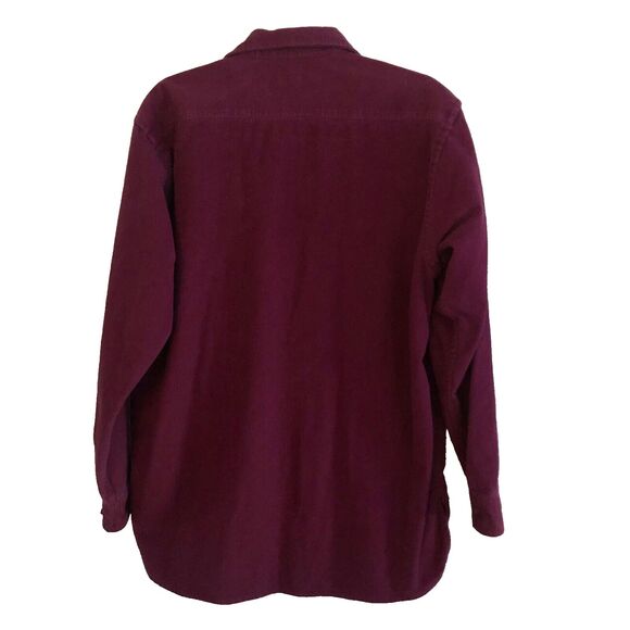 Eddie Bauer Chamois Shirt Mens L Burgundy Chest Pockets Cotton Flannel Button Up - Picture 7 of 14